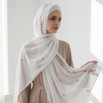 Yousheng Women Headscarf Bohemia Style Embroidery Flower Pattern Sun Protection Shawl Commuter Anti-static Turban Hair