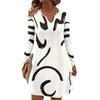 Women's Long-sleeved Casual Midi Dresses V-Neck Print  Casual Dress
