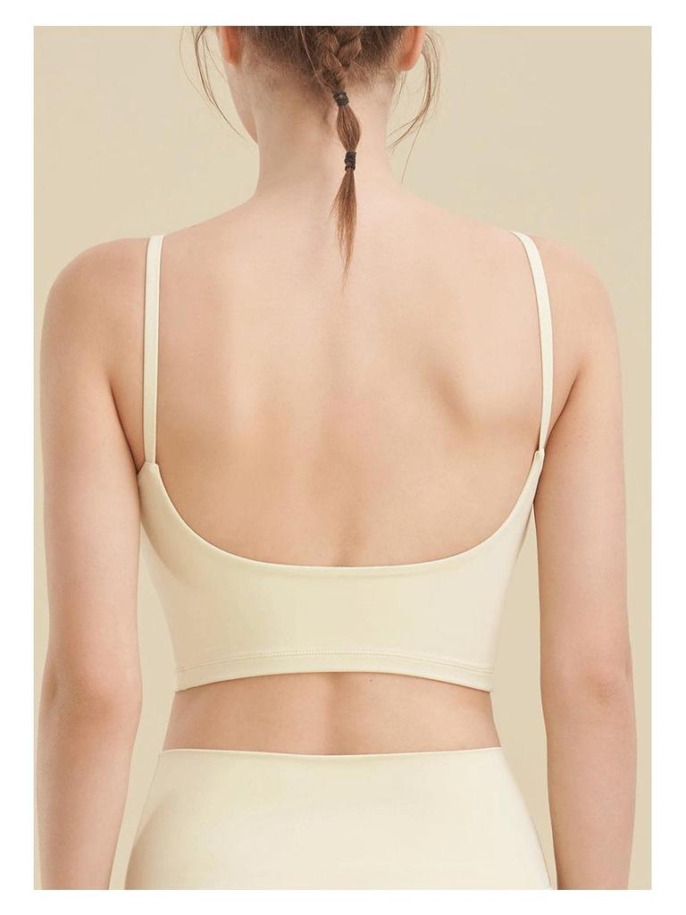 Damen Sommer Sport Tank Top mit integriertem Brustpolster, Schönes Rückendesign, Nacktes Gefühl, Stoßfeste Fitnessweste