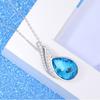 925 Sterling Silver Fashion Light Luxury Sea Blue Crystal Zircon Angel Wings Birthday Party Anniversary Gift