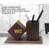 Kreative Holz Uhr LED Smart Home Büro Schreibtisch Stifthalter Holz Elektronische Uhr Schreibtisch Organizer