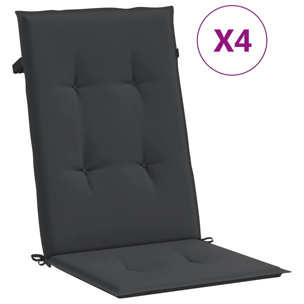 VidaXL Gartenstuhlauflagen für Hochlehner 4 Stk. Schwarz 120x50x3 cm