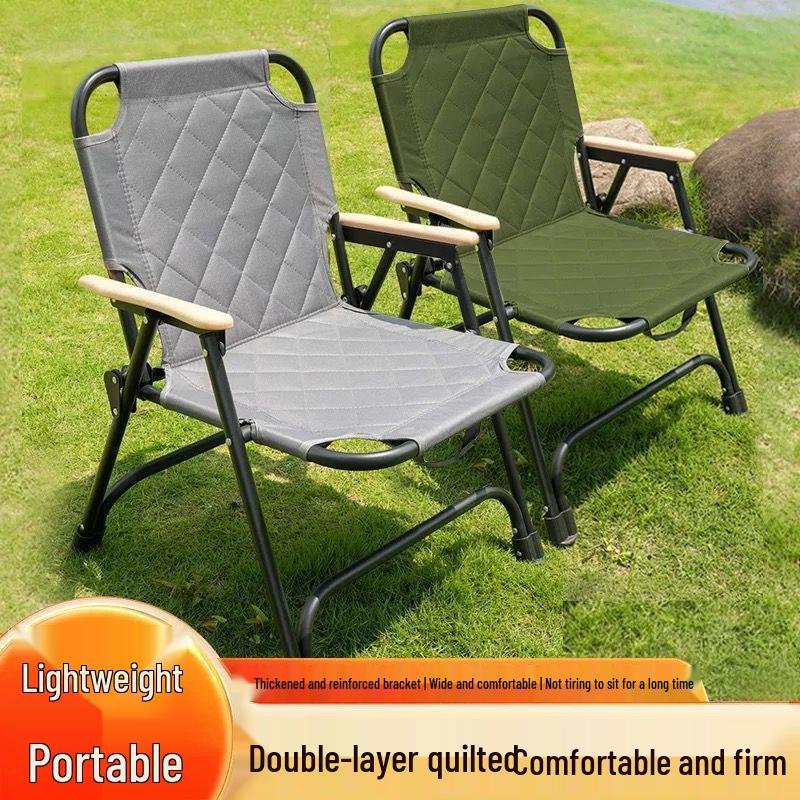 Cotton-Padded Kermit Folding Camping Chair with Backrest for Outdoor Use