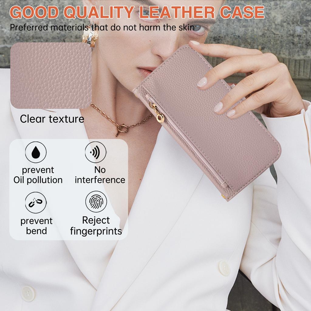 For iPhone 16 Plus Wallet Phone Case Shockproof TPU+PU Leather Flip Cover with Mirror,Strap