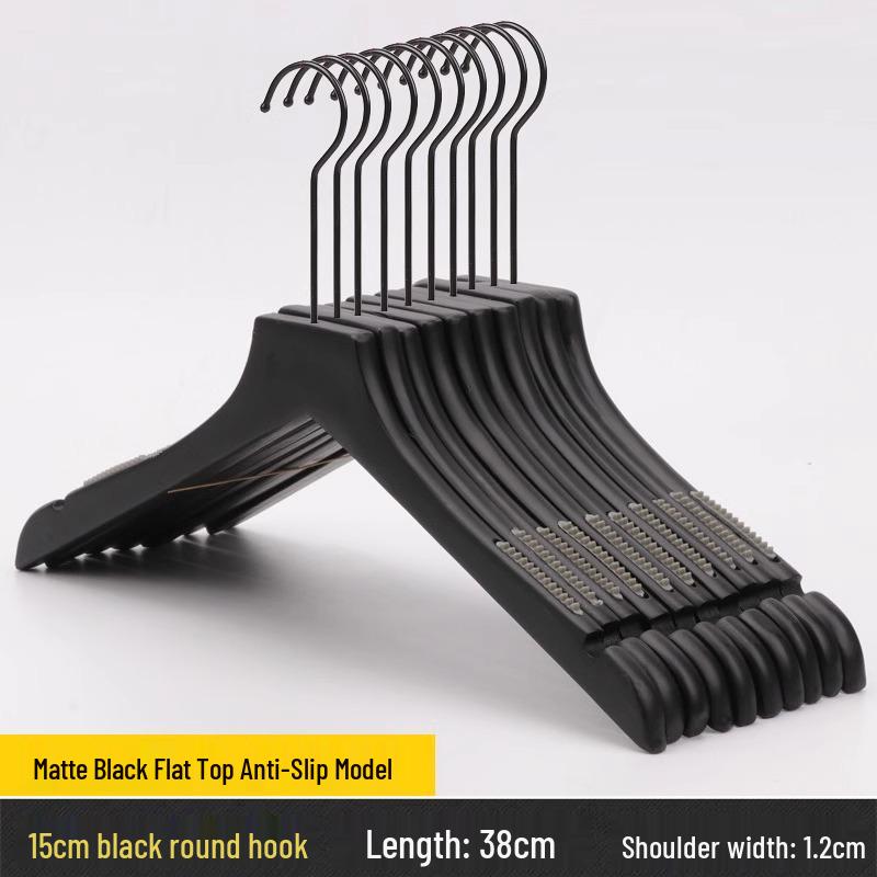 Women's Clothing & Children's Store Non-slip Solid Wood Hangers - Pure Black Trouser & Clothes Hangers