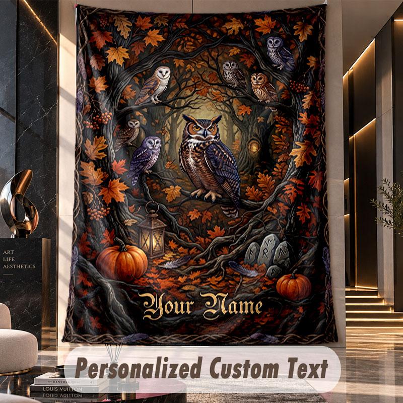 Owl Birds (108) Theme Custom Tapestry Personalized Custom Name Text Wall Hanging Tapestry Home Decor Background Cloth