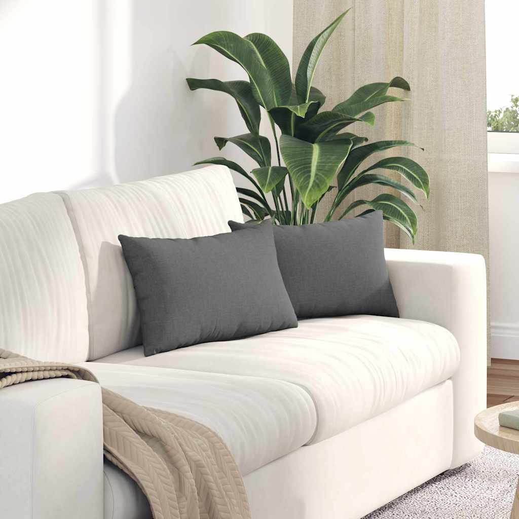 Sofa Cushions 2 Pcs Dark Grey 50 X 30 Cm Fabric