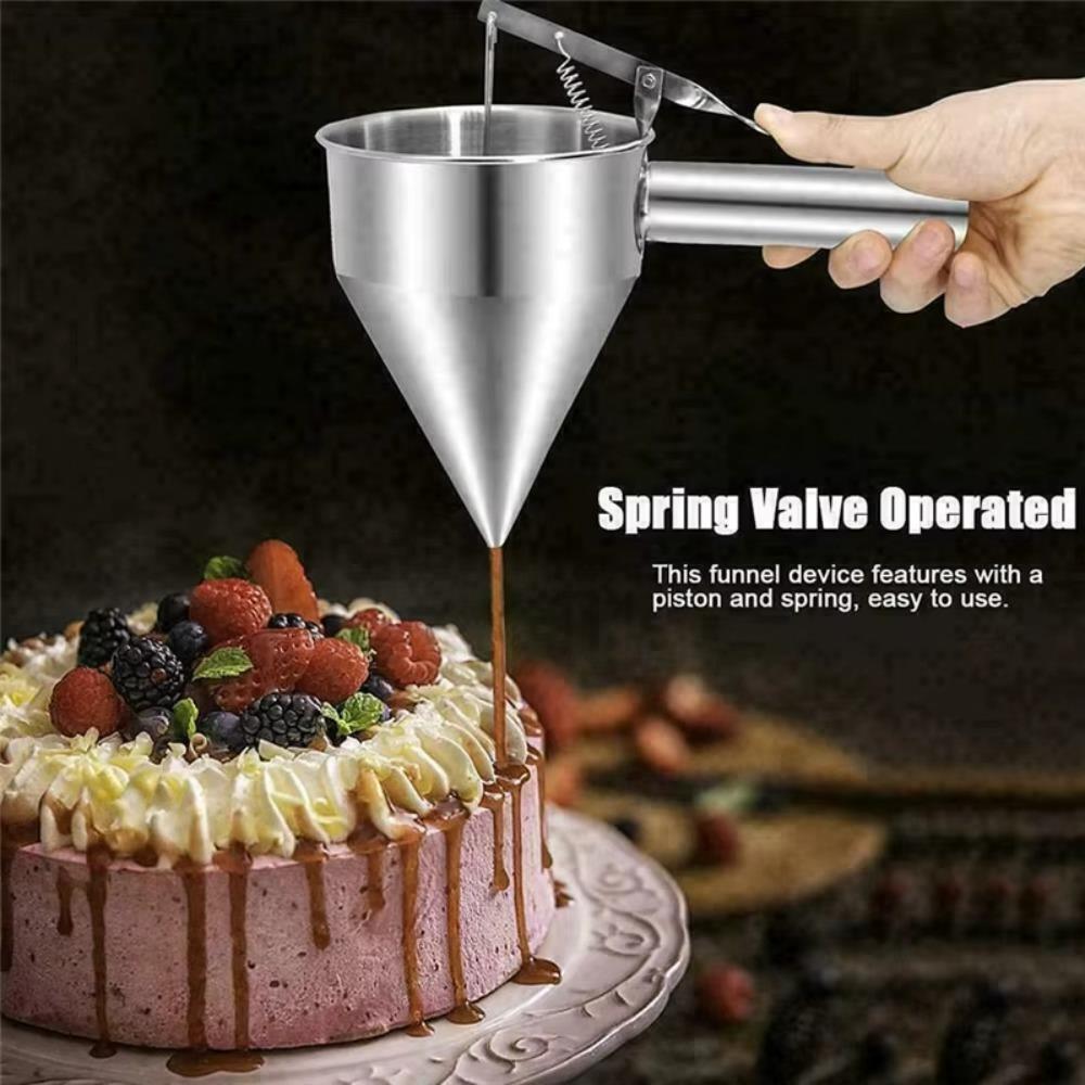 New Stainless Steel Funnel Dispenser Baking with Rack Octopus Ball Tools Cooking Tool Takoyaki Batter Baker Kitchen