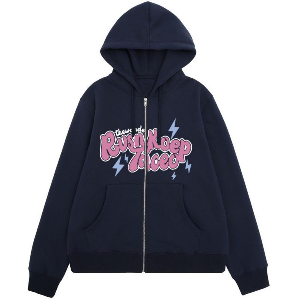 Men's And Women's Casual -color Zipper Hoodie, Men's Trendy Letter-printed Hoodie Jacket