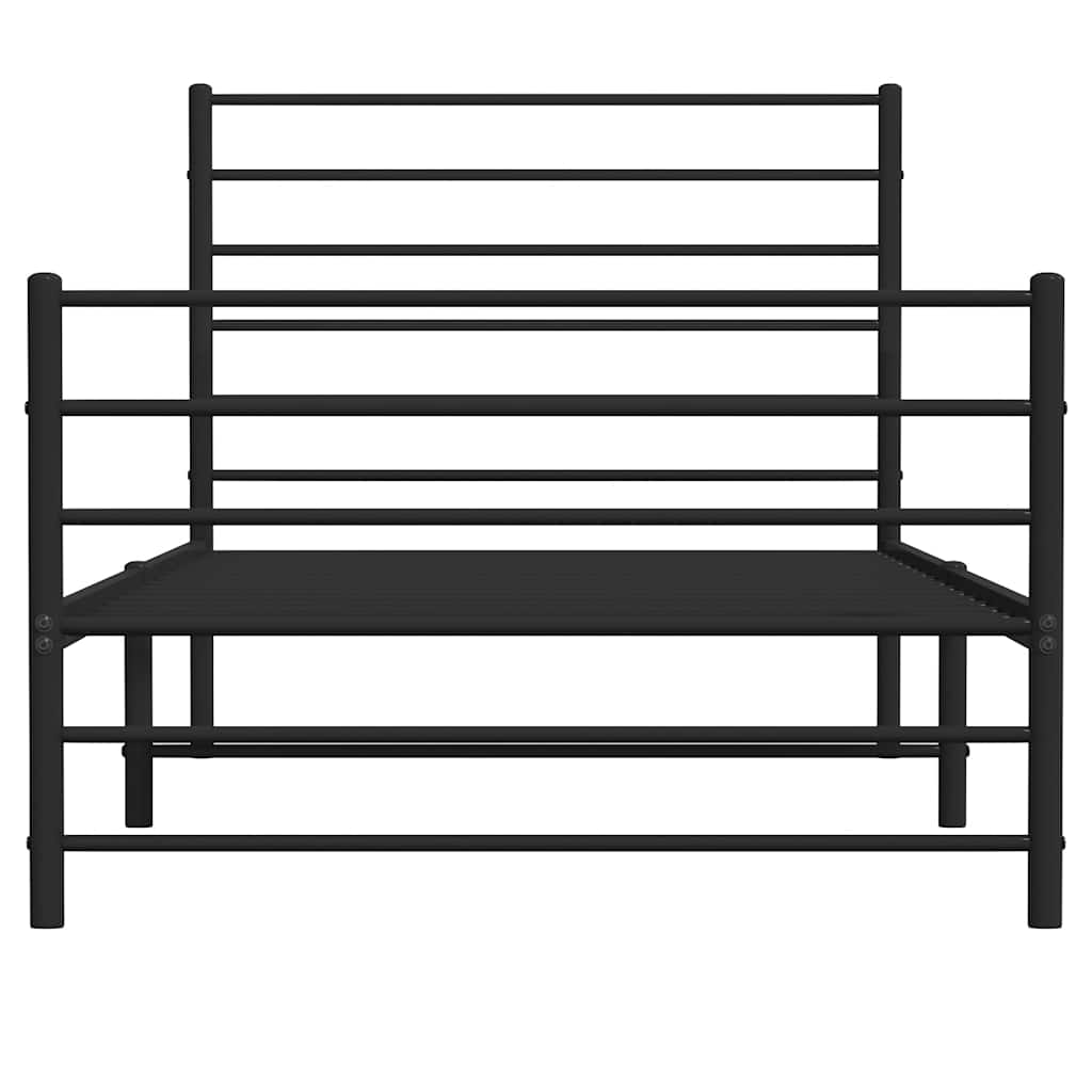 Vidaxl Struttura Letto in Metallo con Testiera e Pediera, Nera, 100X190Cm