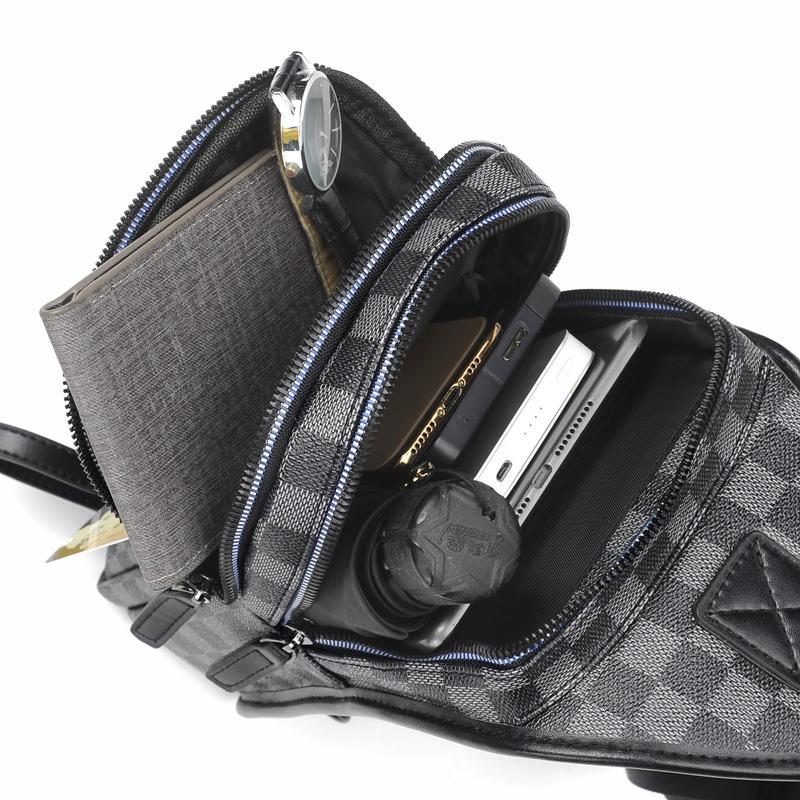 ChuongKaiye genuine breast bag men's business messenger bag trendy shoulder bag large capacity casual satchel plaid