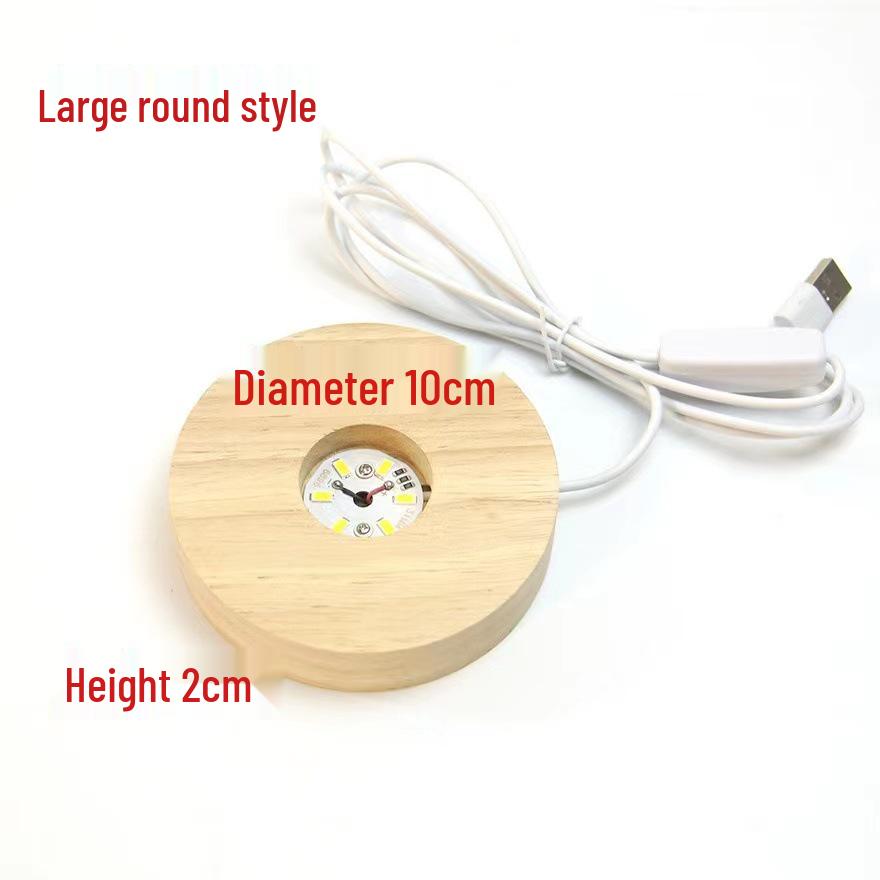 Round Crystal LED Night Light with Aromatherapy Wooden Base