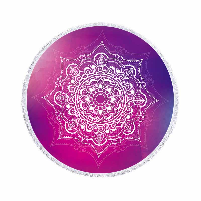 Telo Mare Rotondo Bohemien Microfibra Assorbente Sport Spiaggia Mare Tappetino Yoga Con Frange Grande Asciugamano da Bagno Teli da Stendere 150 cm