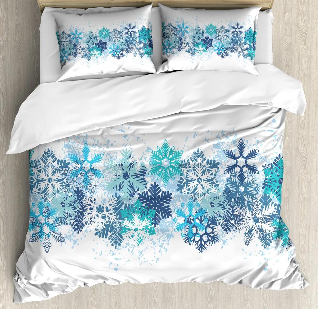 Comforter Winter Merry Xmas Theme Delicate Snowflakes Cold Freezing Weather Vintage Holiday Pattern Room Decorative Women Kids