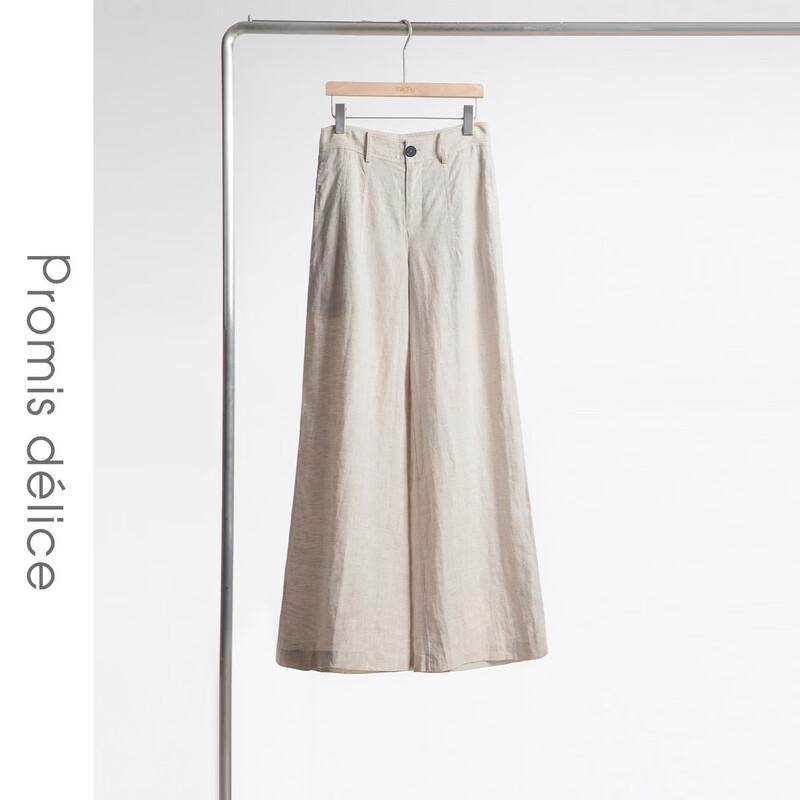 Women s 100% Linen Wide-Leg Casual Trousers L