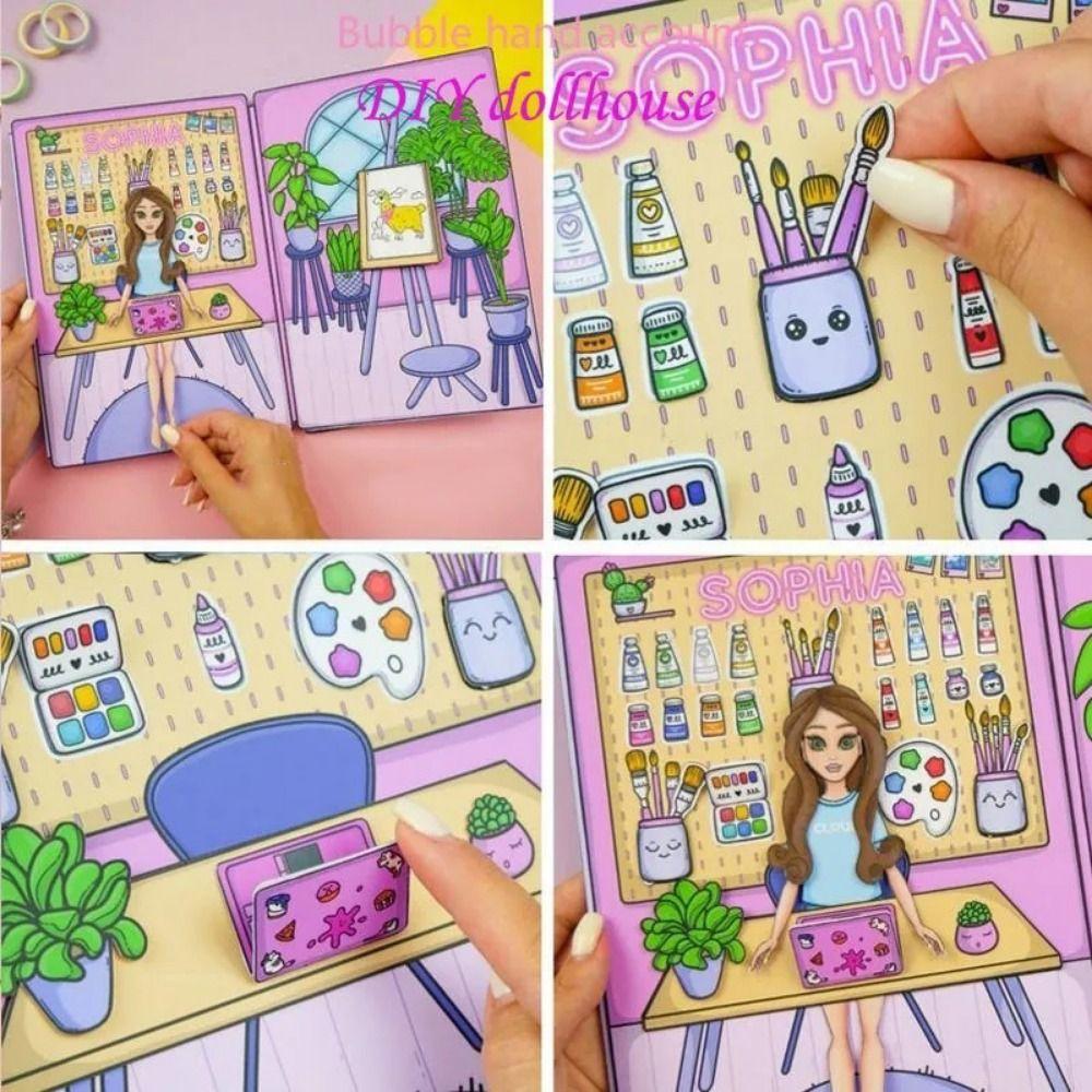 Play Repeatedly Paper Doll House Girl No Cutting DIY Cute Princess Book Makeover Game