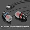 YT1 Wired Earbuds In-ear Heavy Bass Metal Type-C Wire Control Music Earphones for Gaming