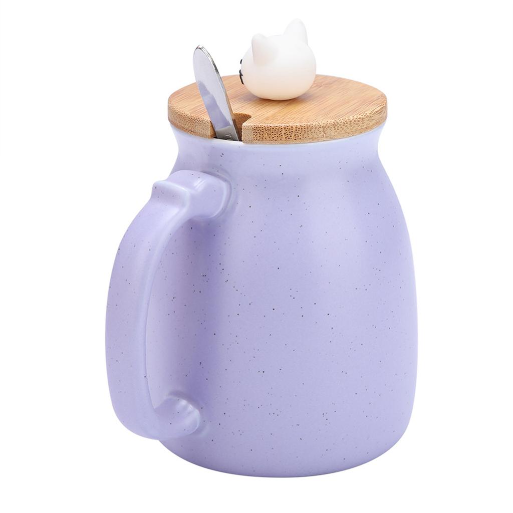 1Pc Lovely Cat Ceramic Cup with Spoon and Lid  Coffee Water Milk Mug for Drinkware Gift(Pink)
