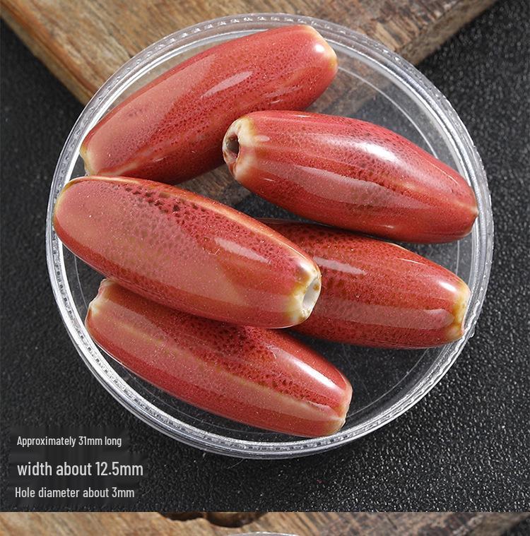 Large Oval Ceramic Beads for DIY Jewelry: Flower Glaze, Retro Straight Hole, Ideal for Bracelets and Necklaces.