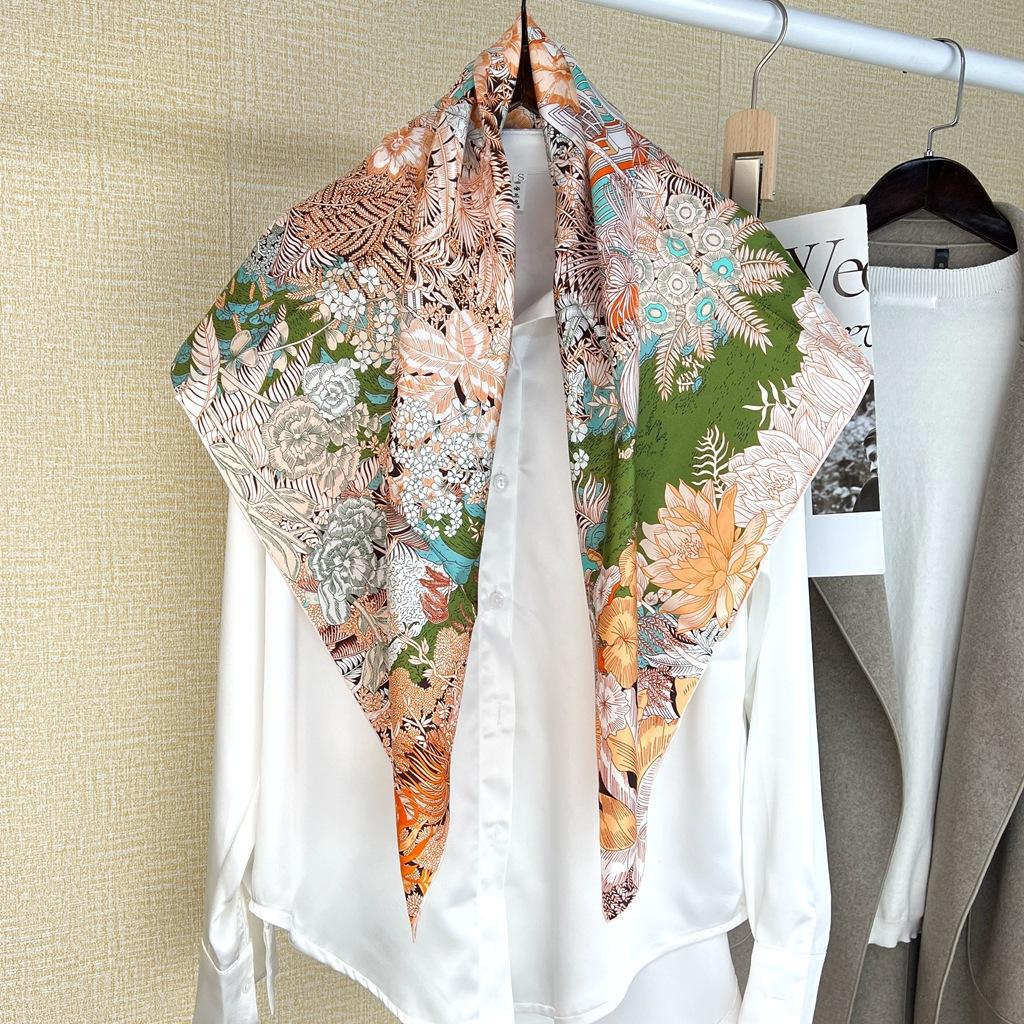 Elegant Fubao Rainforest! 14 Mmi Twill Silk Scarf Women'S Light Luxury Fashionable Mulberry Silk Scarf Large Square Scarf