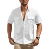 Summer Short Sleeve Shirt Double Pocket Cago Shirt Stylish Trendy Streetwear Casual Lightweight Button Up