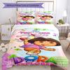 Dora Explorer Customize Your Name Bedding Set Breathable Duvet Cover with Pillowcases Home Decoration Birthday Gift