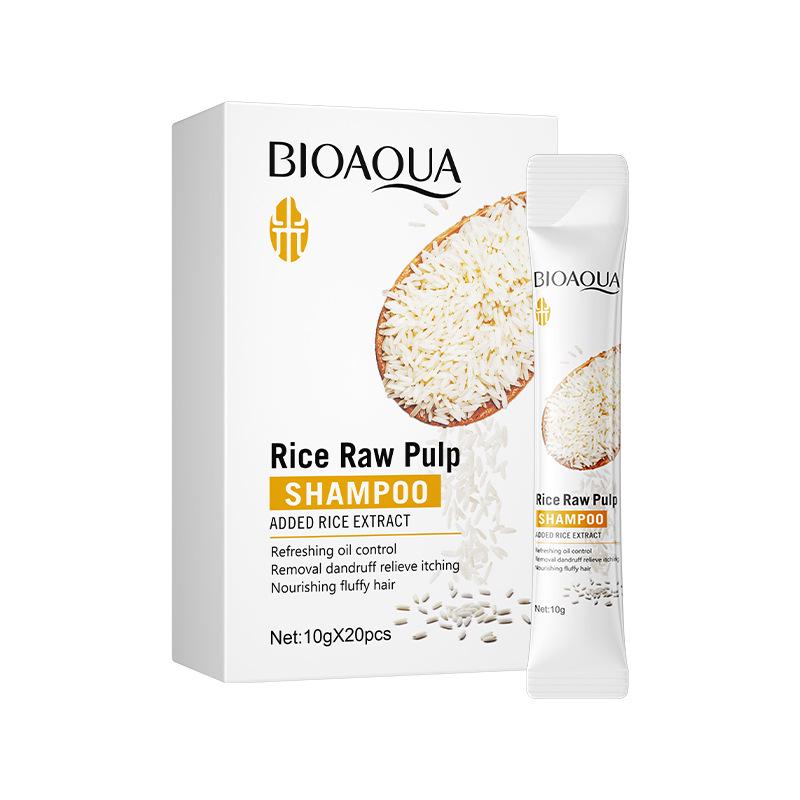 BIOAOUA Ensemble de Soins Capillaires à l'Essence de Ferment de Riz: Shampooing, Masque capillaire, Après-shampoing