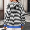 Women's Fashion Striped Long Sleeve Hoodie, Loose Fit Pullover for Casual Daily Wear
