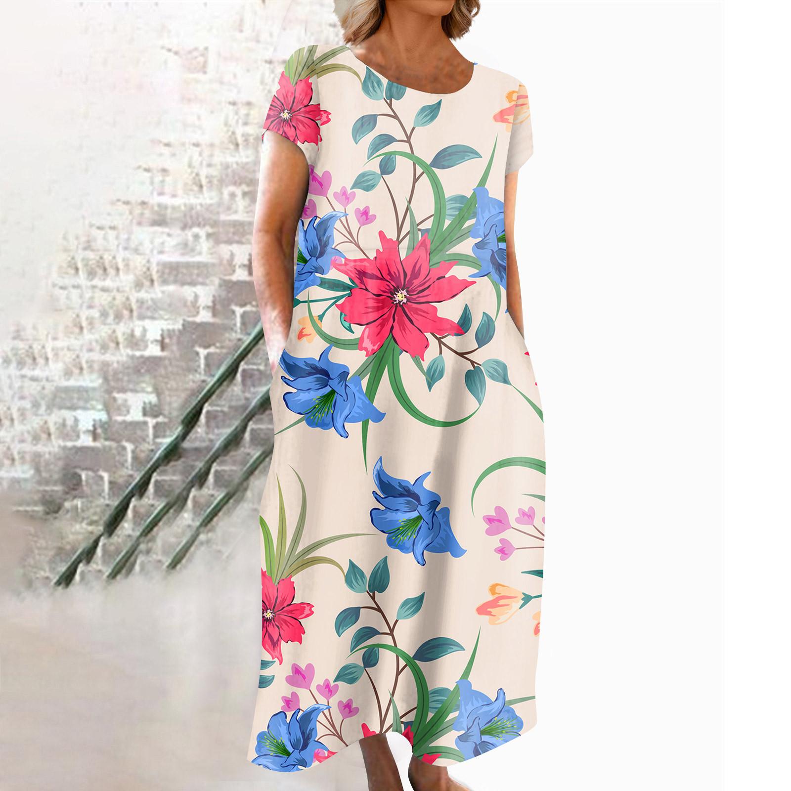 Модное женское летнее платье с круглым вырезом и повседневным модным пуловером с принтом — фото 6