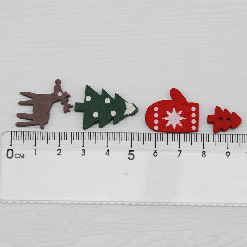 (50 Pcs/pack)Mini Christmas Tree Glove Chip Mixed Decorative Wood Chips Christmas Hanging Decoration Colorful Elk Gift Label DIY