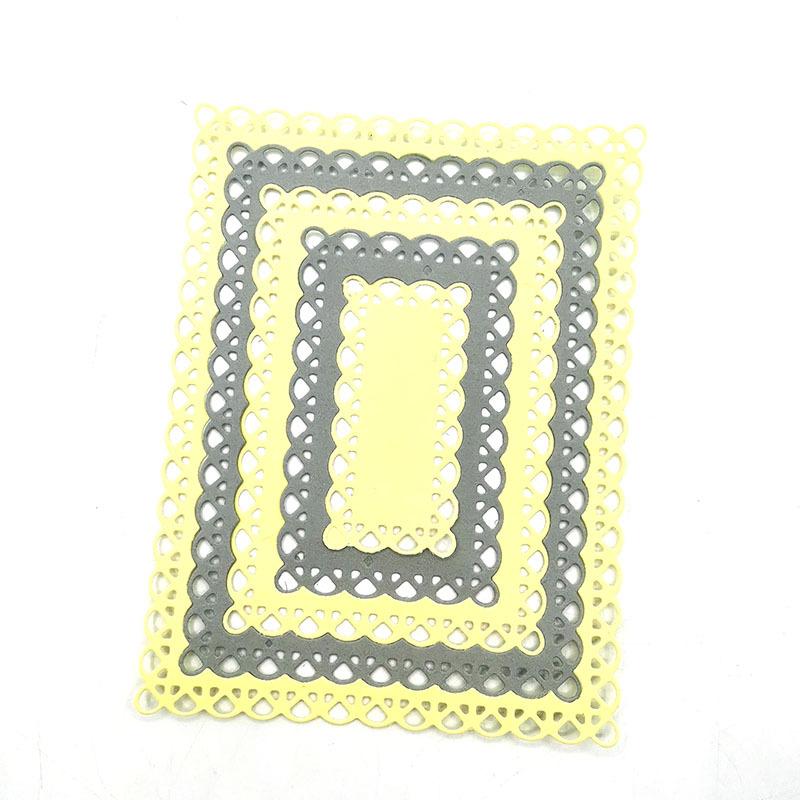 Stitched Rectangle Scallop Frame Metal Cutting Dies Scrapbooking Steel Craft Dies Cuts Embossing Paper Art Card Make Stencil