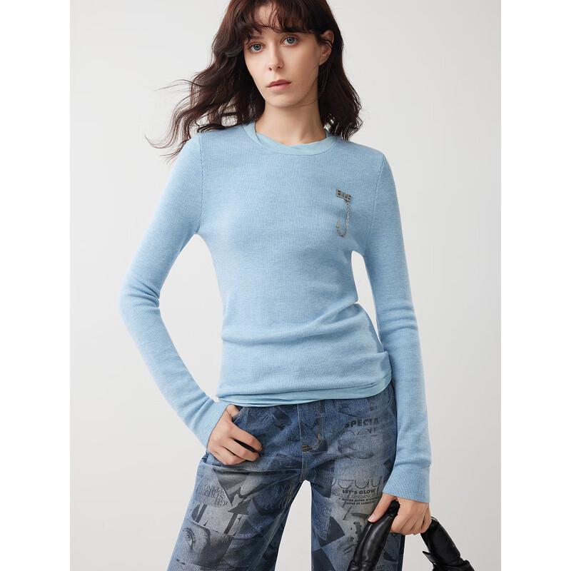 ELLE Women's Chain Knit Merino Wool Sweater