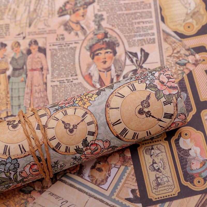 10 Sheets Vintage European-Style Decorative Paper for Journaling and Collage: Double-Sided Adhesive