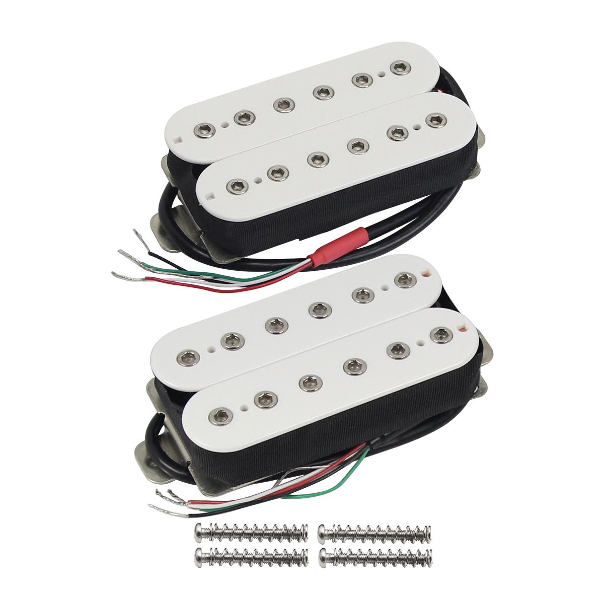 FLEOR 2pcs Alnico 5 Humbucker Pickup Double Coil Electric Guitar Neck Bridge Pickup Set- Adjustable Pole Pieces