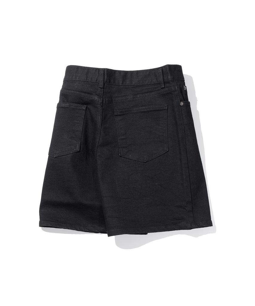 MASSNOUN Nor Wide Black Denim Shorts Msejp010-Bk