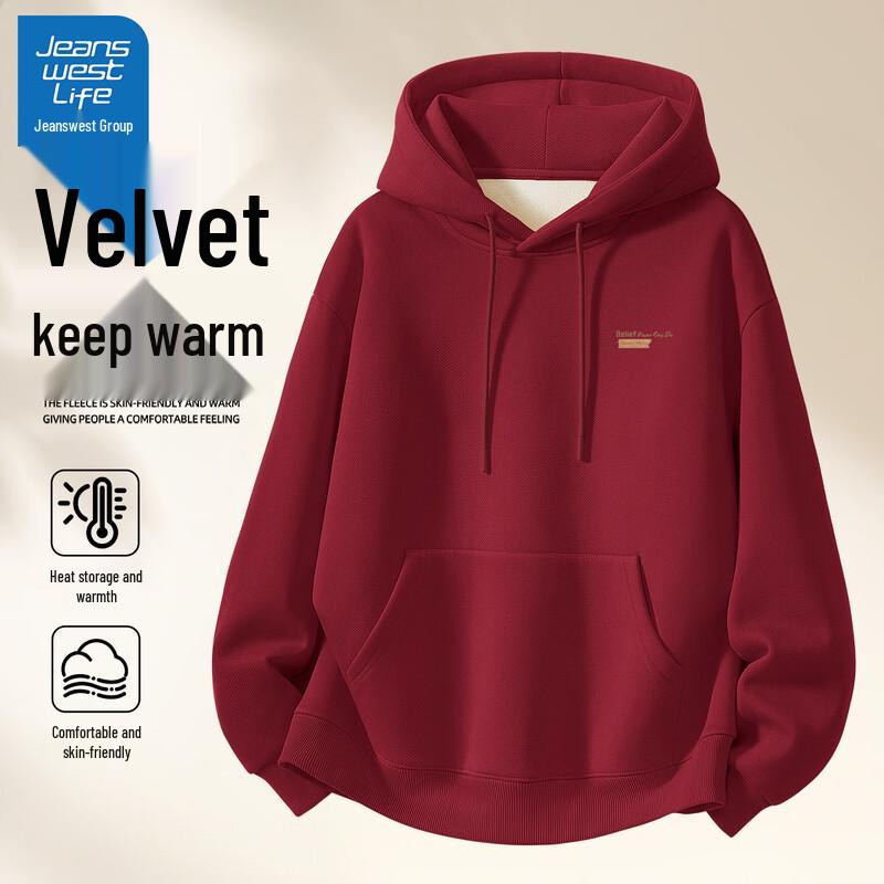 JEANSWEST LIFE Men s Fleece-Lined Hooded Sweatshirt M