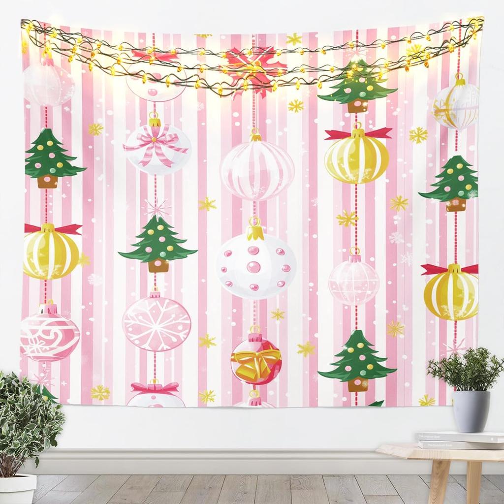 Merry Christmas Tapestry Xmas Ornaments Wall Hanging Blanket Snowman Snowflake Wall Art for Living Room Bedroom Decoration