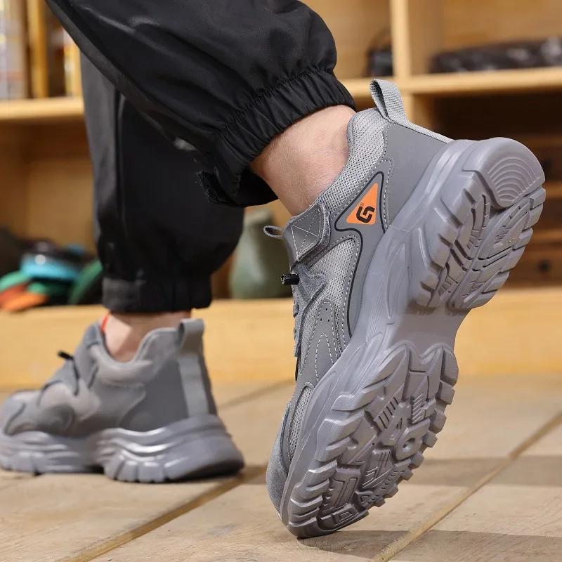 Construction Site Safety Shoes Comfortable Work Shoes with Sheet Metal Toe Protection Shoes Anti-Puncture Safety Sneakers Boots