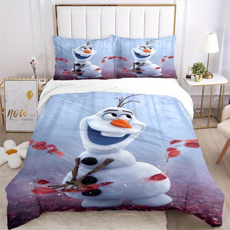 3pcs Frozen II Olaf Snowman Quilt Cover Set, Soft and Cozy Bedroom, Guest Room and Dorm Decorative Bedding 3-Piece Set 1 Quilt Cover + 2 Pil