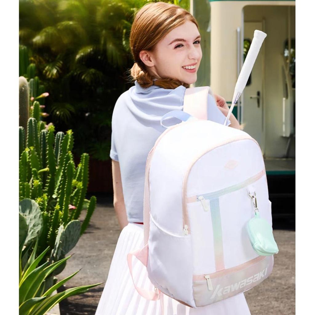 KAWASAKI Badminton Bag, Sports Backpack, Casual Training Bag, B8224, Dazzling Pink-White