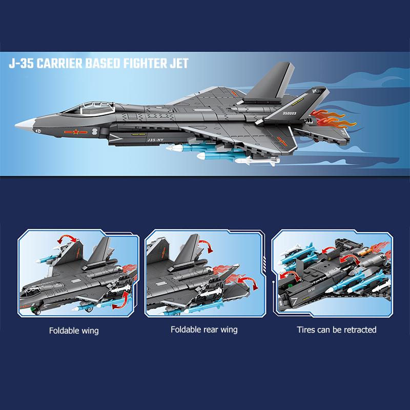 Non-Toxic Sembo Carrier Based Fighter Assemblage Building Blocks Kits Moc Military Aircraft Helicopter Model Bricks Kids Toys Children Gifts