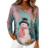 Women's Christmas Print Casual V-Neck Long Sleeve Top