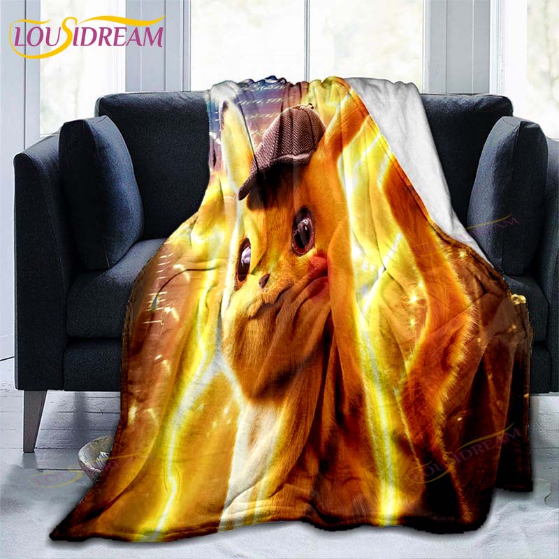 Manta decorativa con estampado de Pokémon, funda de edredón para sofá, ropa de cama de viaje, manta decorativa, manta de franela, colcha, mantas del Grinch