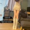 Tall V Knight Boots Skinny Boots White Autumn and Winter Knee But Women's Thick-soled Chelsea Boots