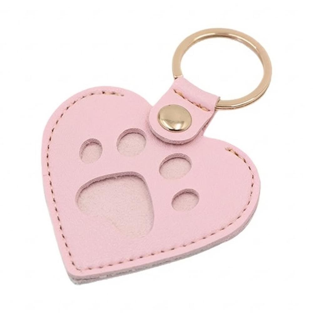 Mini Pet Hair Memorial Keychain PU Leather Cat Paw Keychain Cat Dog Hair Bag  For Pet Owner