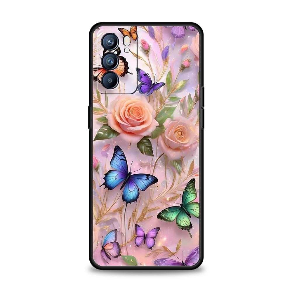 Butterfly Design Phone Case For Oppo Reno 13 12 11 10 7 F Find X5 X6 A98 A80 A79 A78 A57 A54 A31 A17 Pro 5G Soft TPU Cover Capas