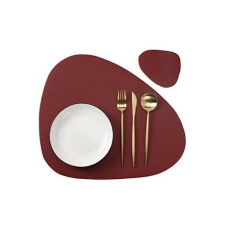 1/4/10 Sets Black Faux Leather Placemats & Coasters Set Round Oval Dining Table Mats for Home Christmas Gift Placemats Sets