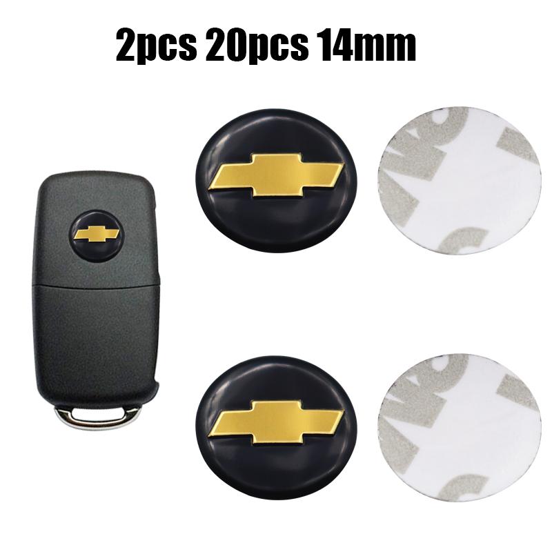 DRL1 2pcs 20pcs Chevrolet Hot sale 14mm 3D Aluminum Car Logo Key Fob Decoration Emblem Auto Key Badge Sticker Accessories
