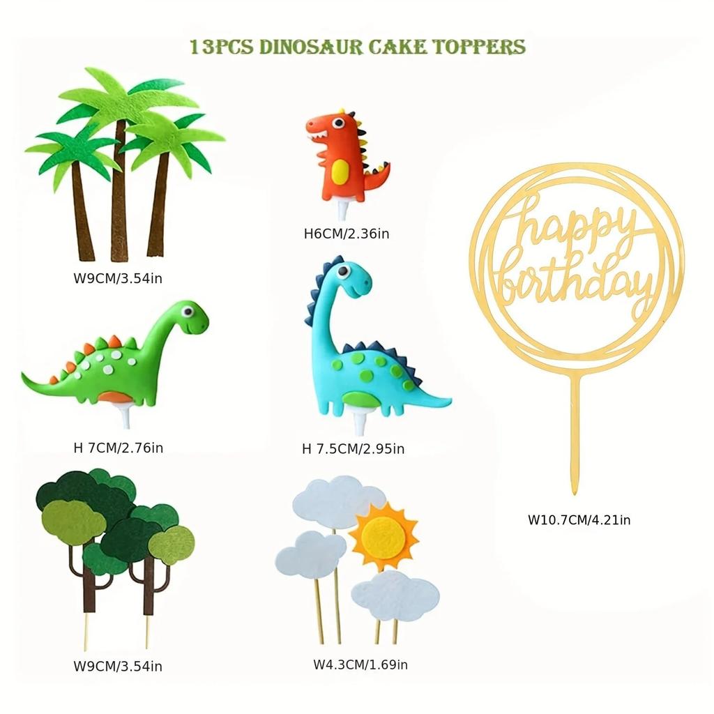 Dinosaur Cake Toppers Forest Series Cute Dinosaur Set Baking Cake Decoration for Baby Shower Birthday Party and Theme Party