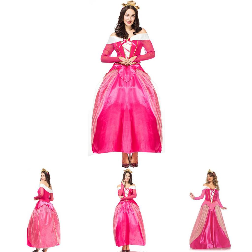 Magical Polyester Sleeping Beauty Princess Dress With Headwear For Special Events